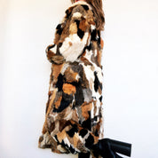 Vintage Patchwork Rabbit Fur Coat