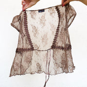 Dainty Lace Tie Front Top