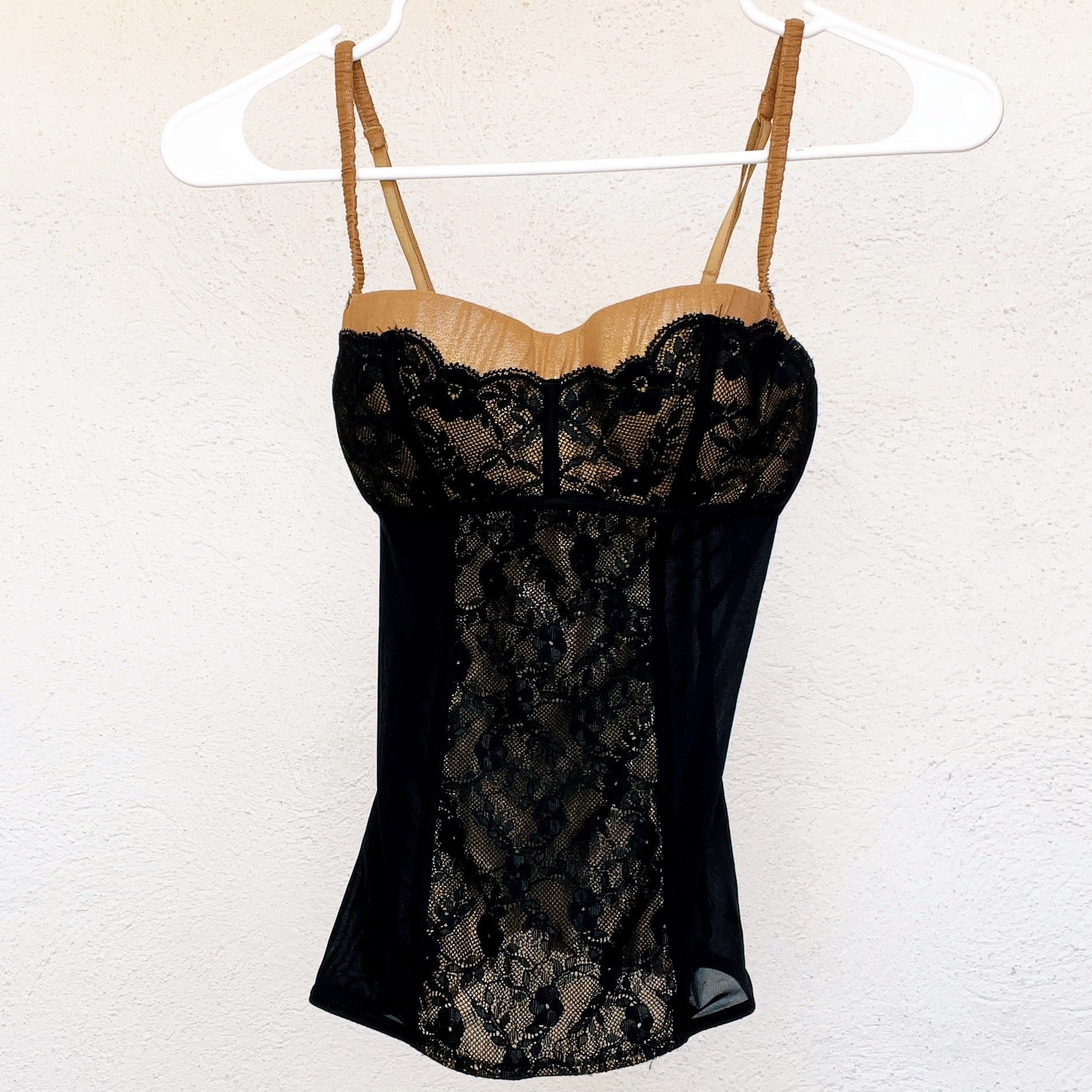 Black & Gold Lacy Bustier (XS/S)