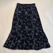 Vintage 90s navy floral slinky maxi skirt - L/XL