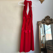 00s red open back midi dress (M)