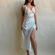 00s ivory sequin satin maxi slip (XL)