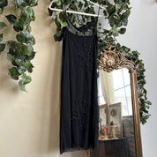 00s black beaded mesh midi dress (M)