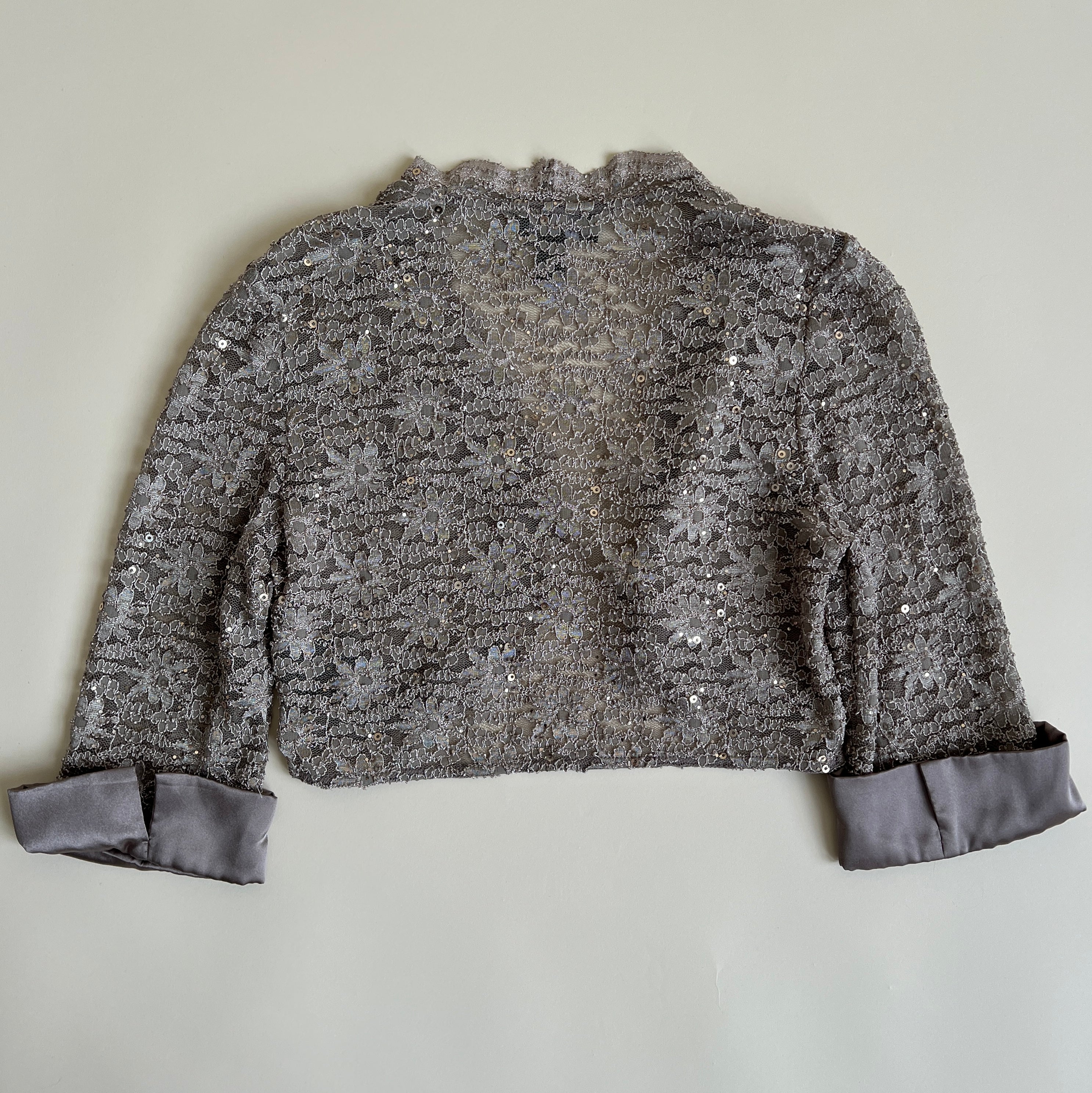 00s grey lace sequin bolero (S-L)
