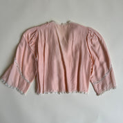 Vintage 50s peach lace trim bed jacket