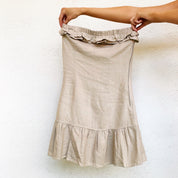 90s Strapless Linen Mini Dress