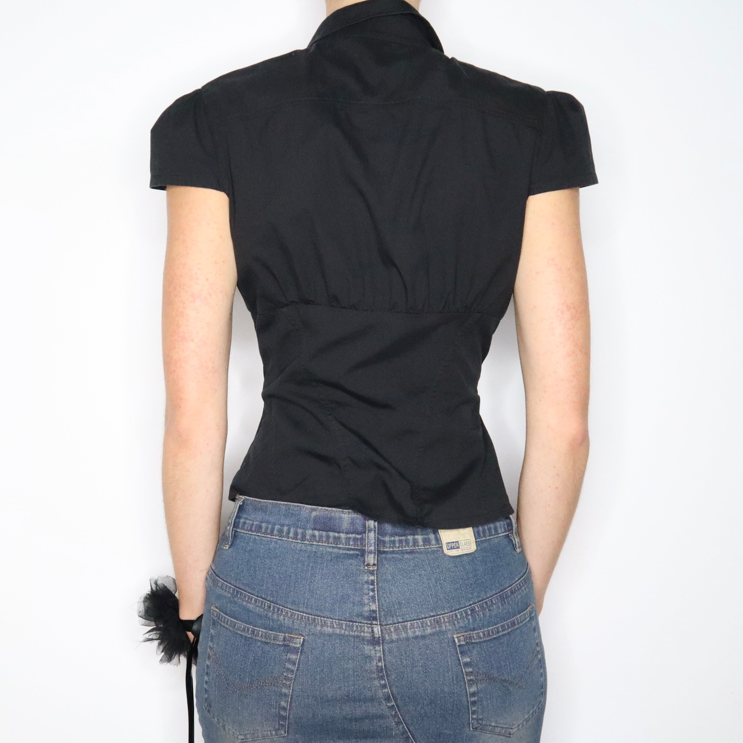 Vintage Y2K Karen Millen Black Blouse (Medium)
