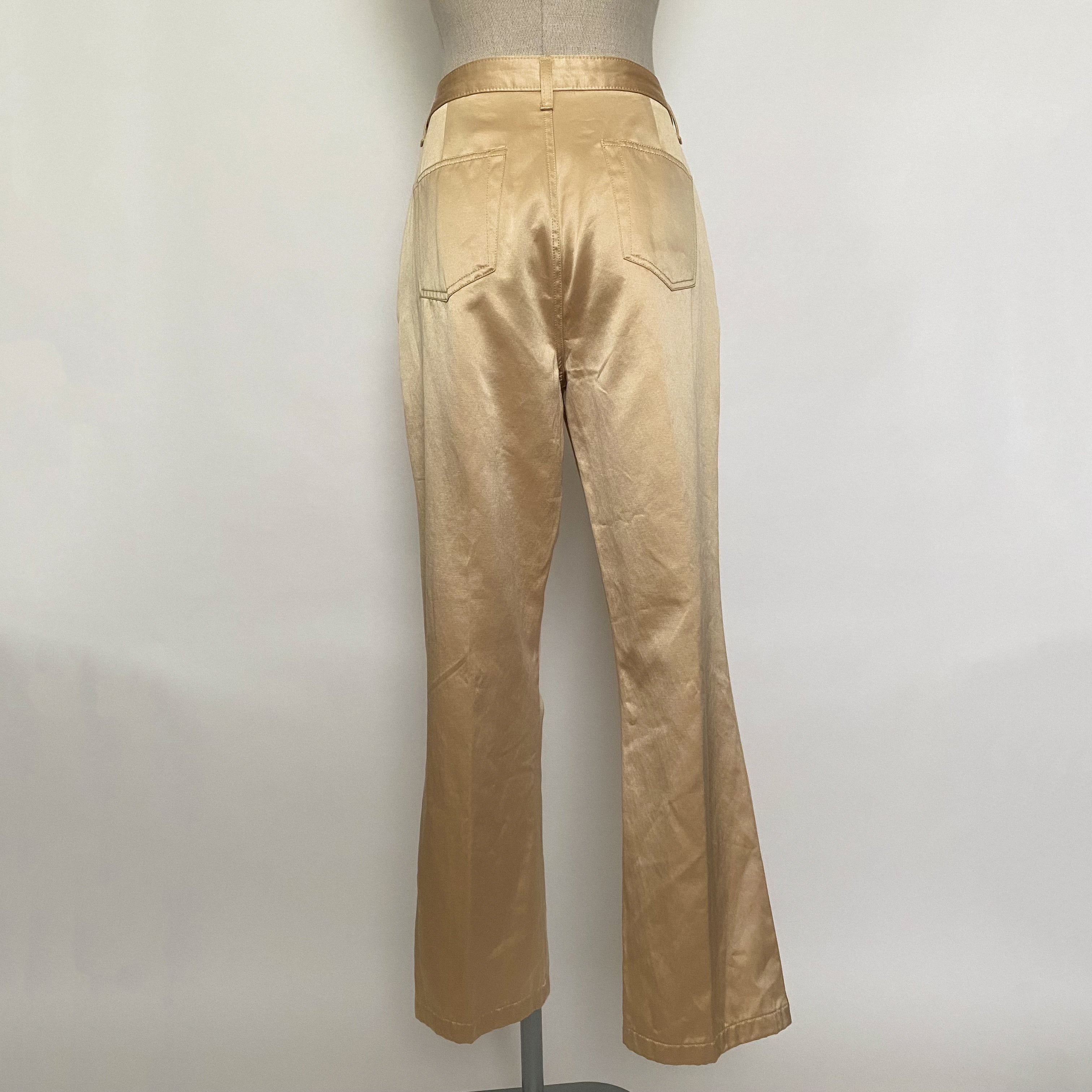 gold satin high rise pants - size 12 petite