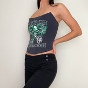 Reworked Black Skull Biker Corset