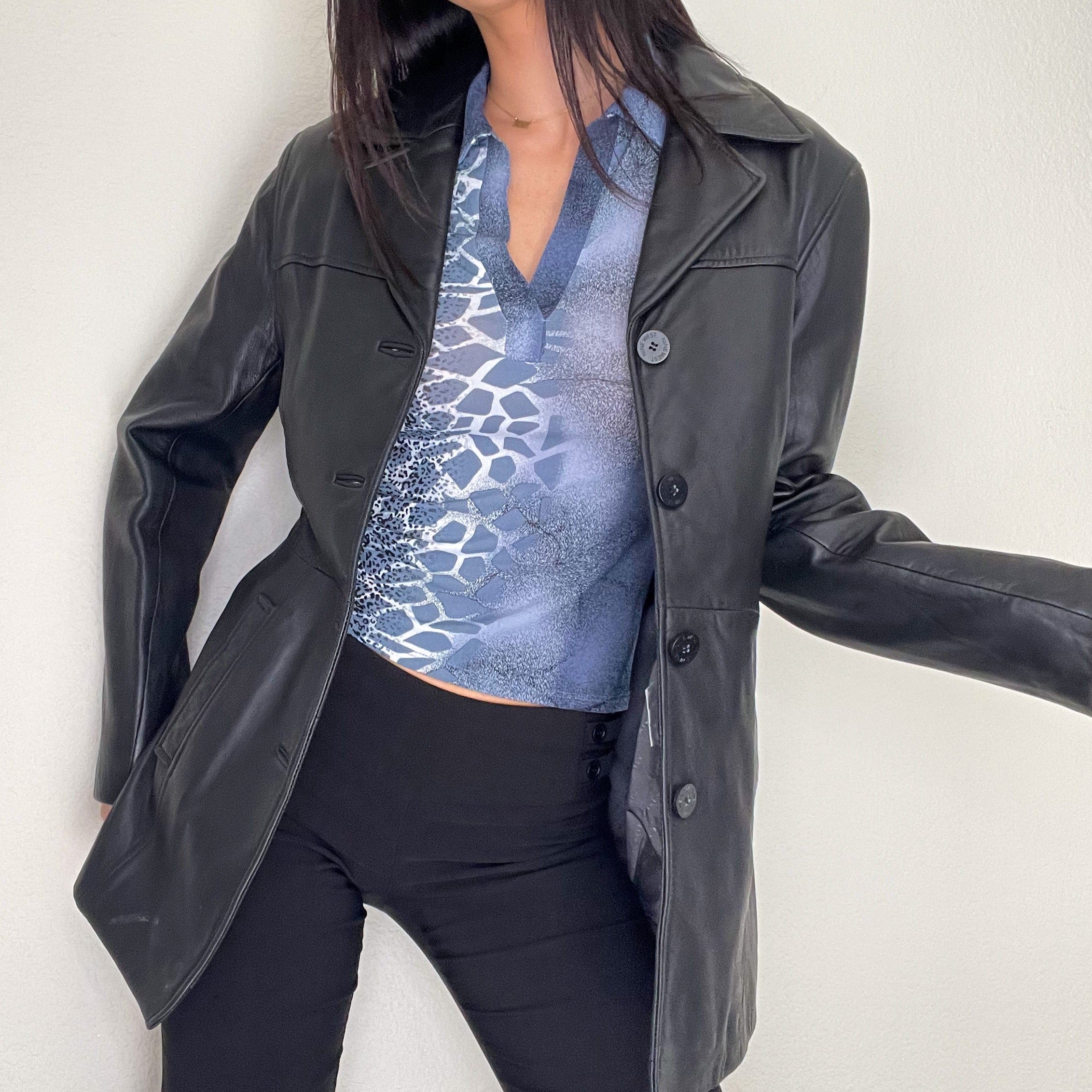 Black Nine West 2000s Leather Jacket – Holy Thrift