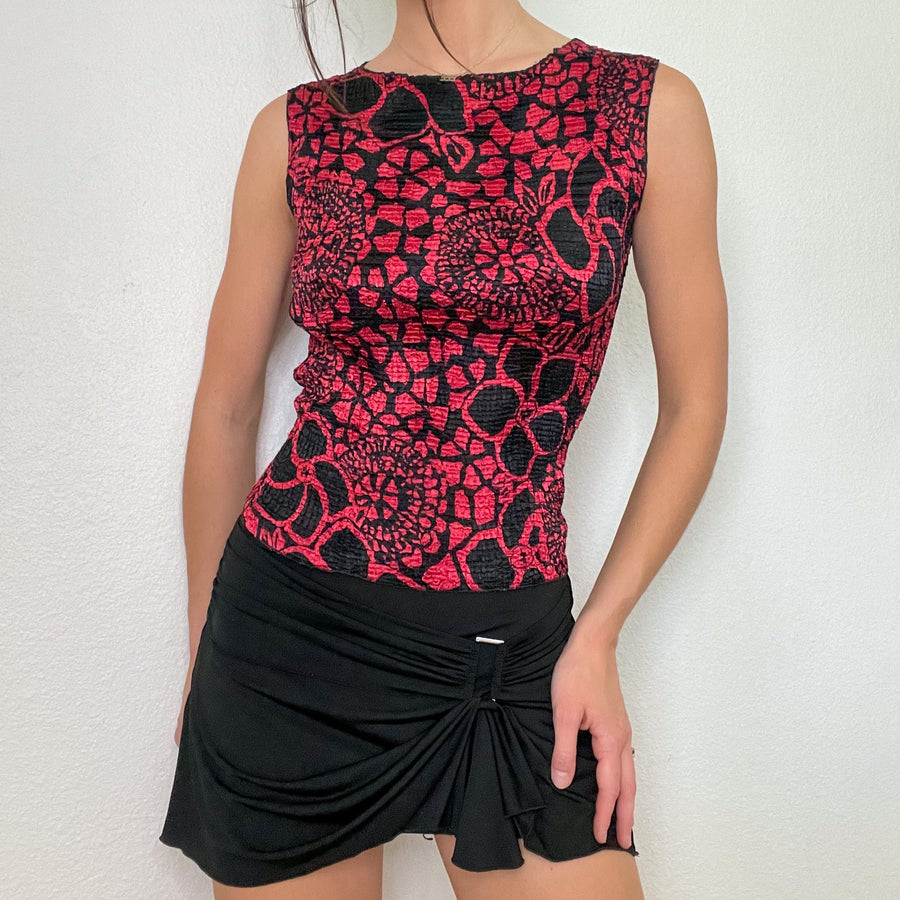 Black and Red 2000s Printed Tank