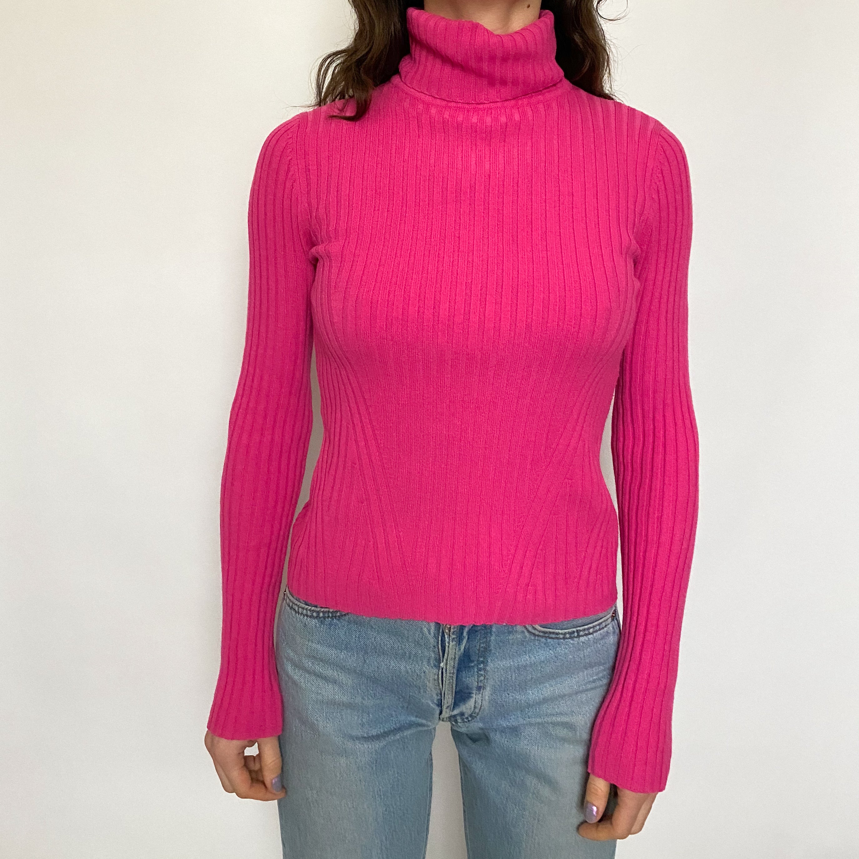 y2k hot pink turtleneck - medium