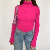 y2k hot pink turtleneck - medium