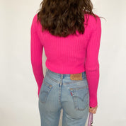 y2k hot pink turtleneck - medium