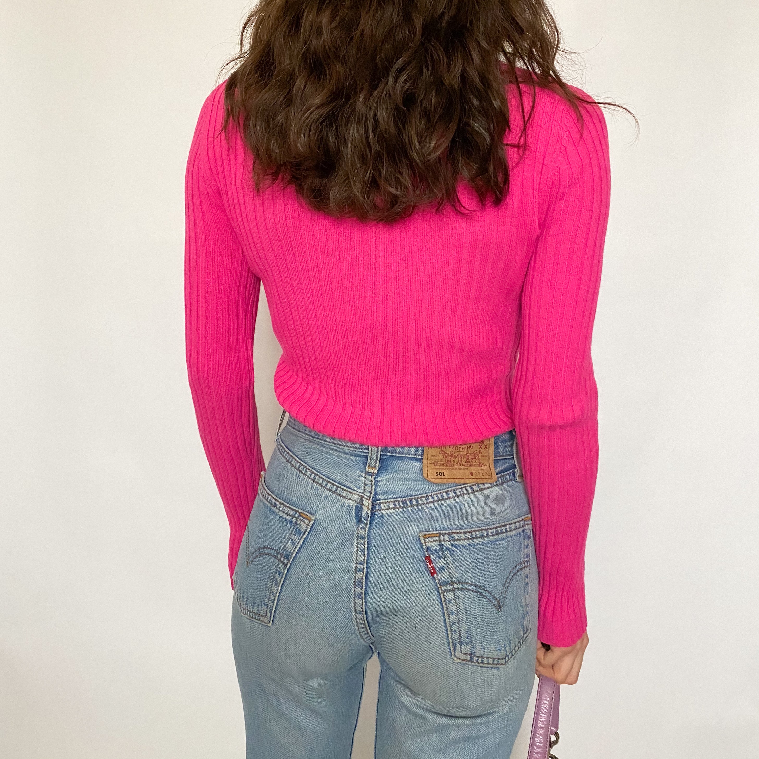 y2k hot pink turtleneck - medium