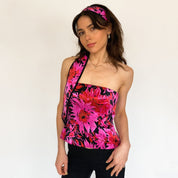 floral silk bustier and scarf set - size 4