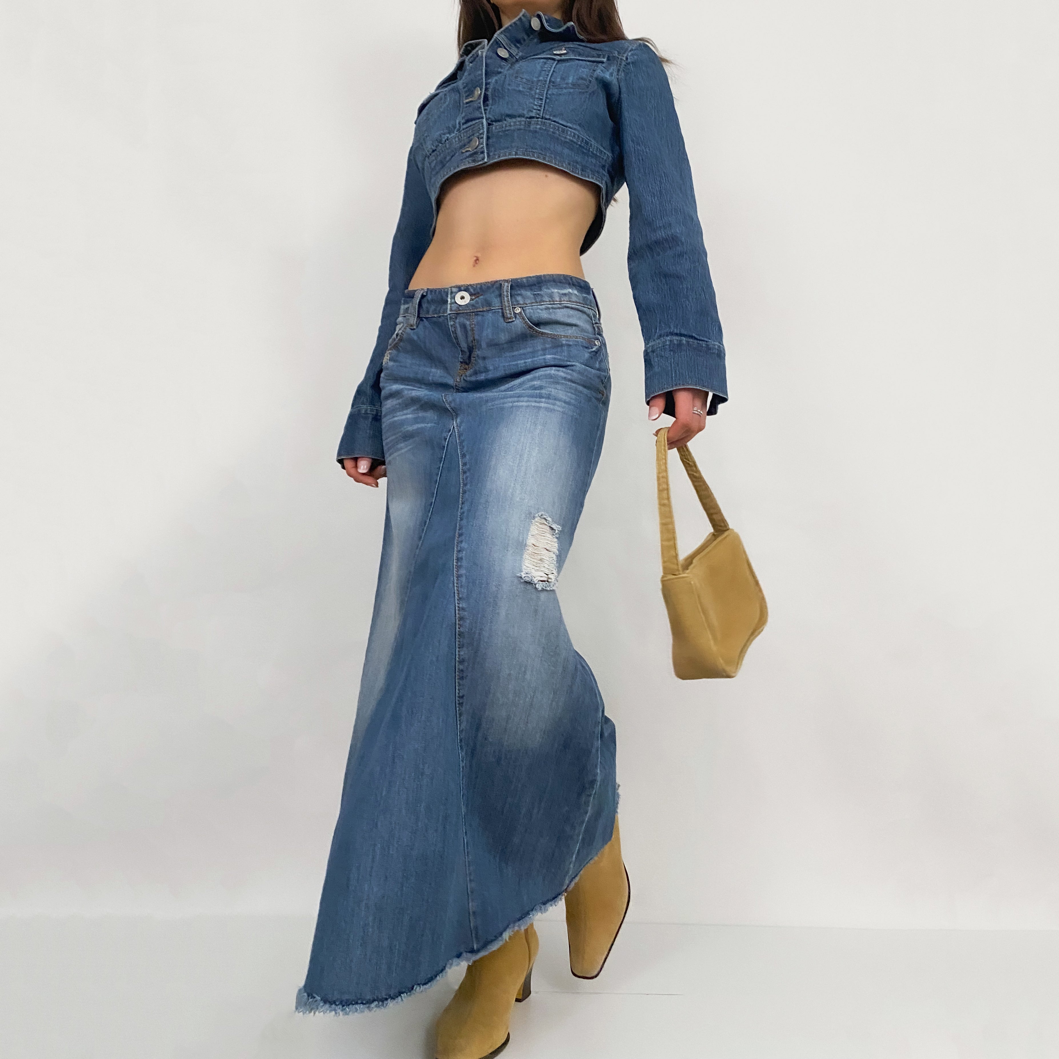 Y2K Mudd Denim Maxi Skirt