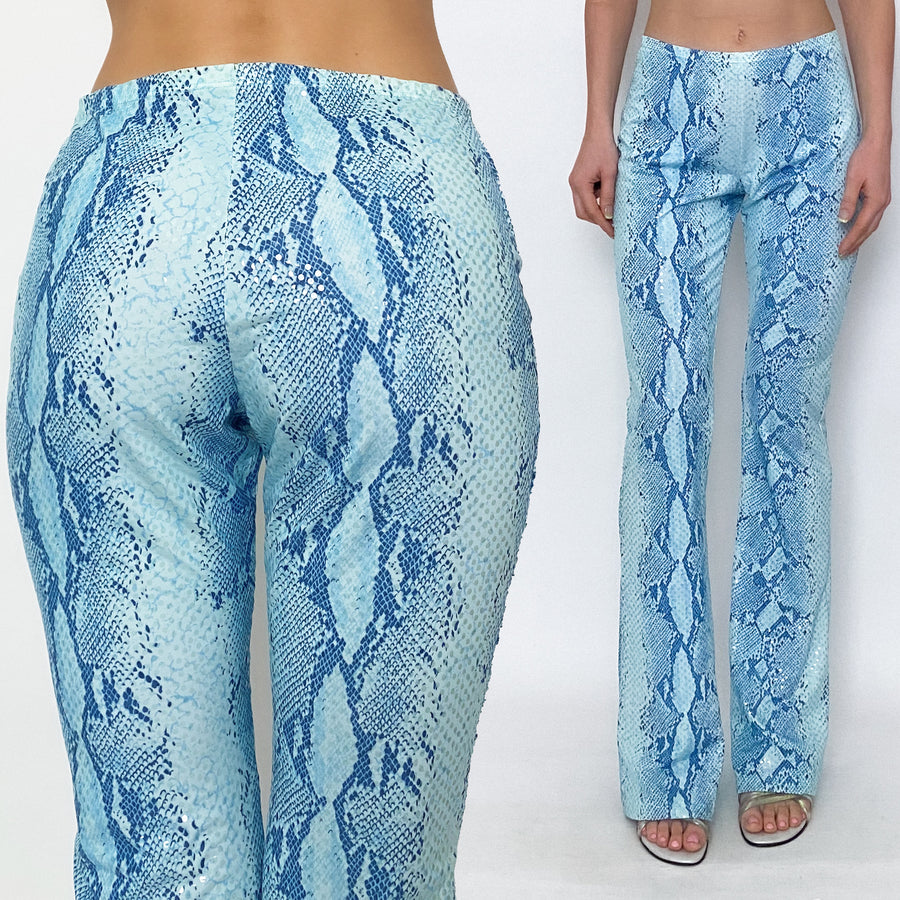 y2k sequin snakeskin stretch pants - medium