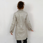Vintage Double Zip Long Leather Jacket - Size 8