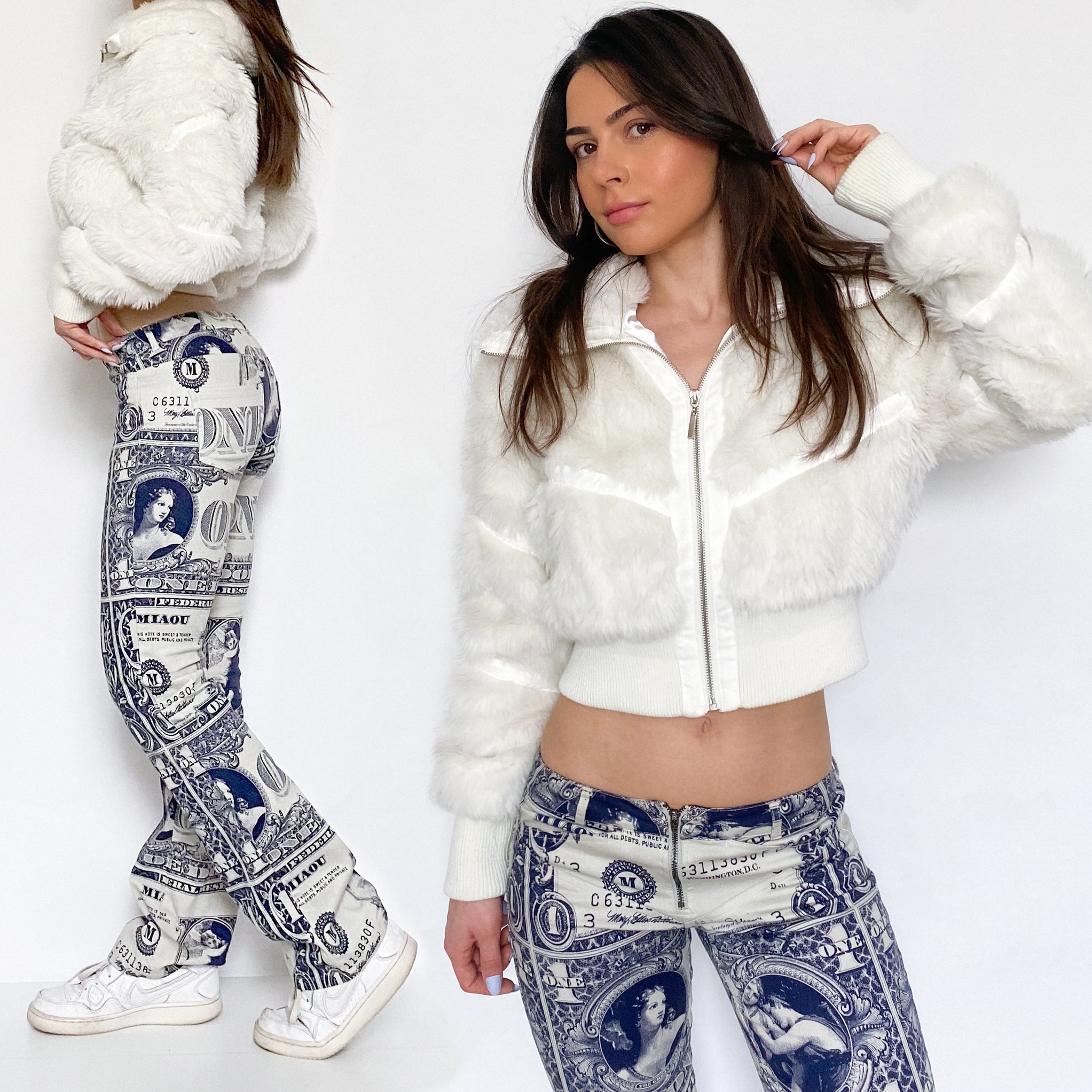 Y2K White Faux Fur Jacket – Holy Thrift