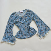 00s blue floral top