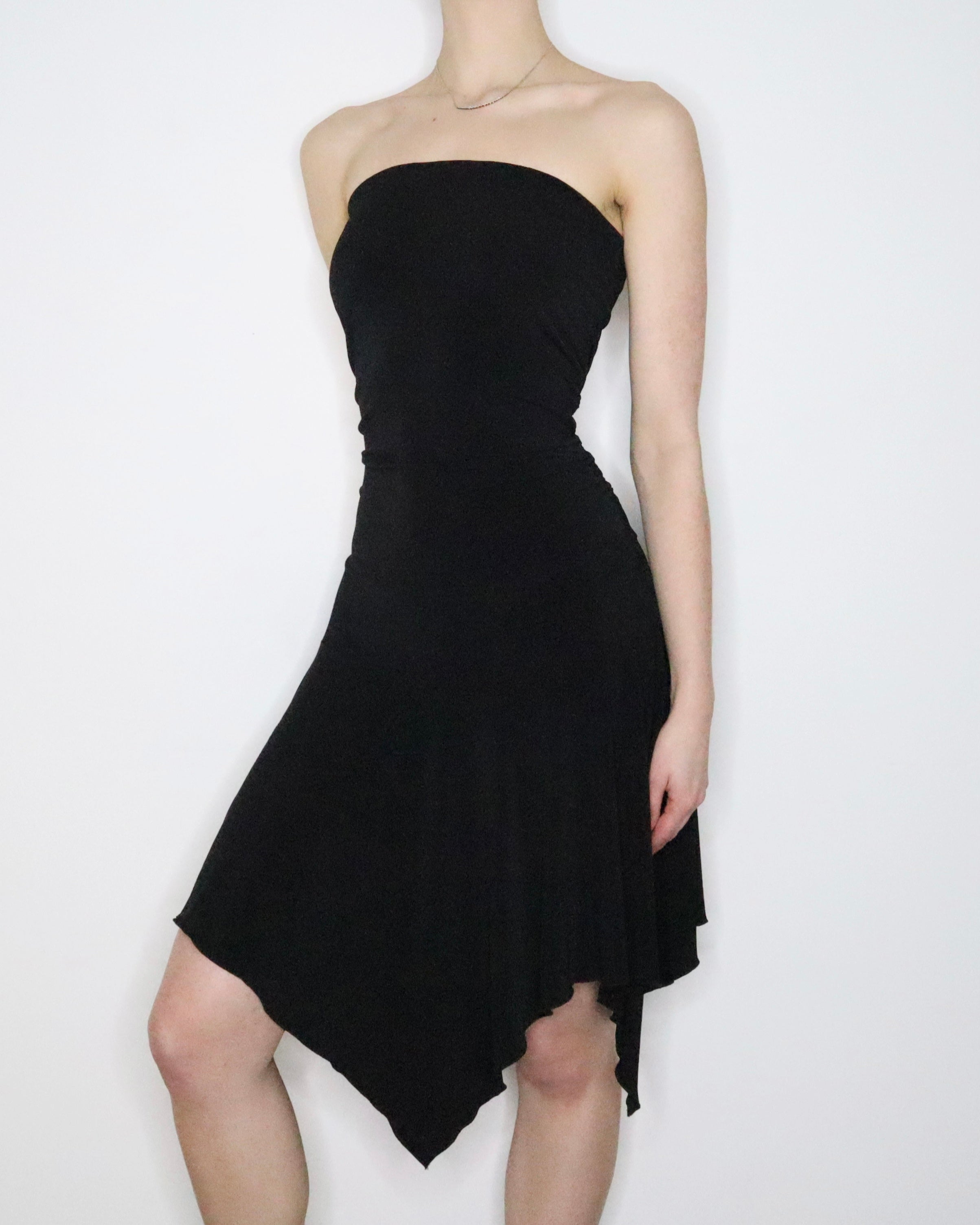 Black Handkerchief Hem Dress (M-L)