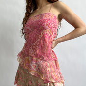 00s silk pink asymmetrical cami (L)