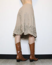 Taupe Flower Midi Skirt (S-M)