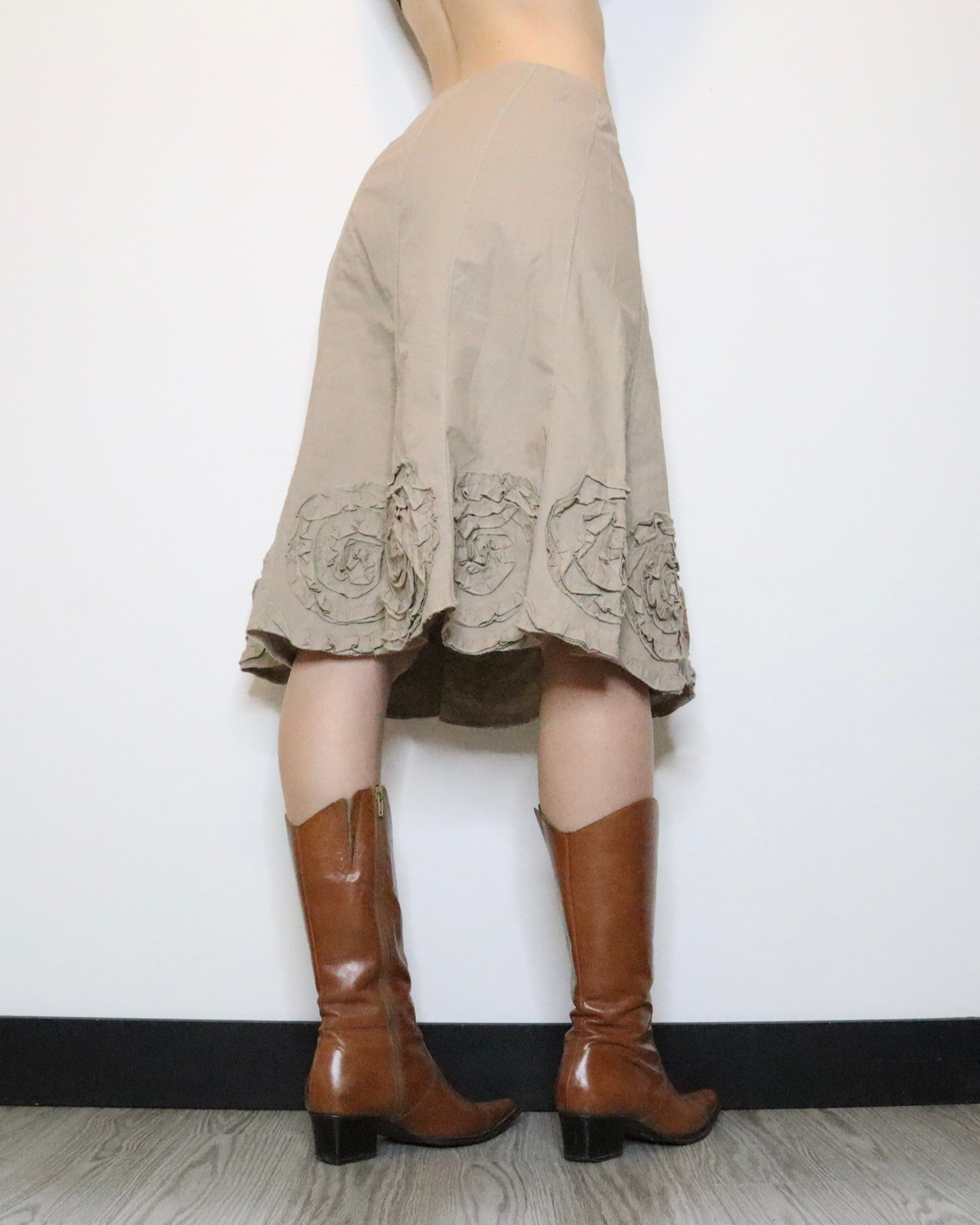 Taupe Flower Midi Skirt (S-M)