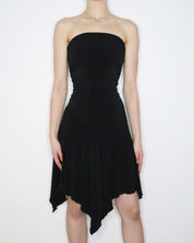 Black Handkerchief Hem Dress (M-L)