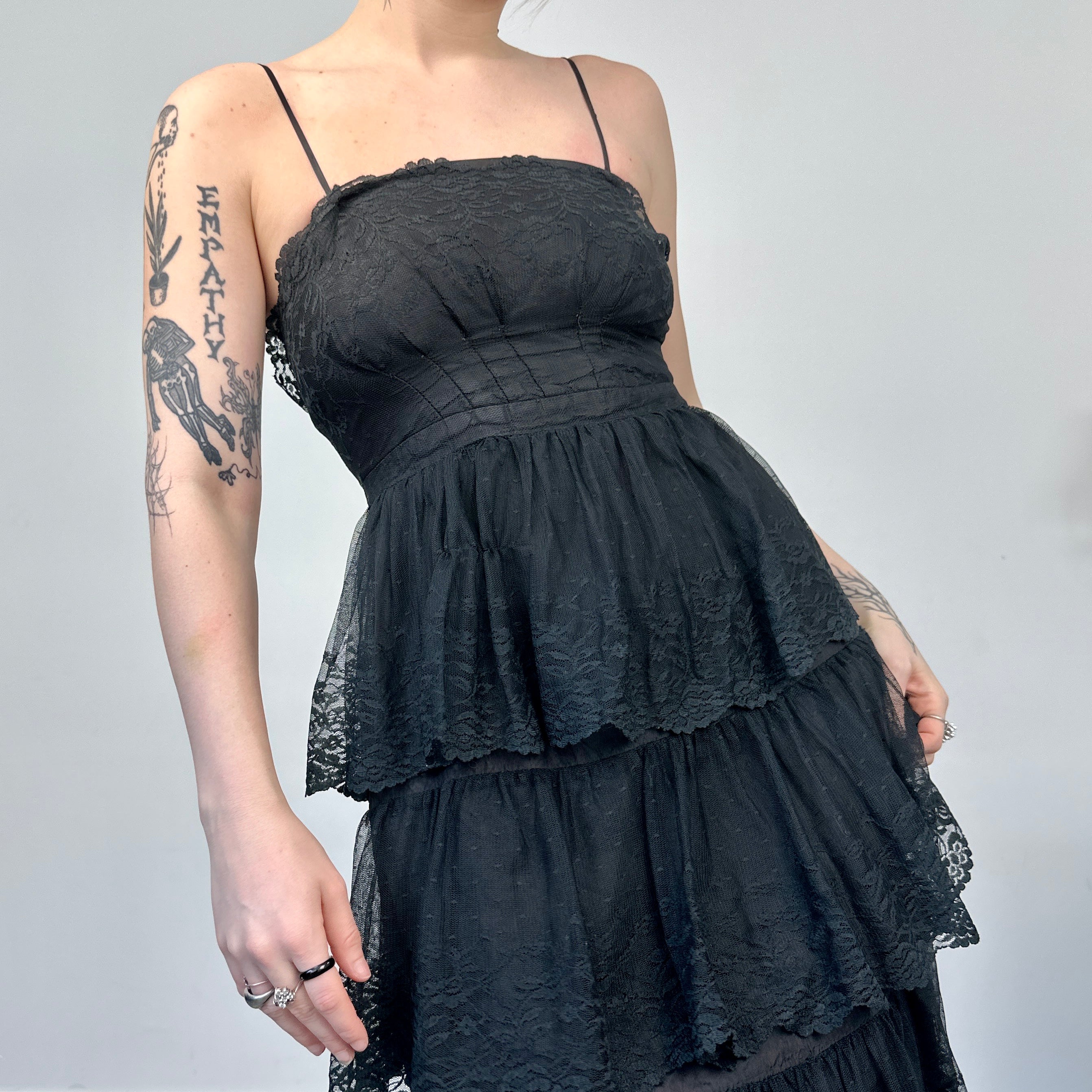 Vintage Victorian Style Ruffle Dress (XS)
