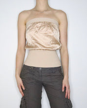 Bebe Gold Silk Tube Top (XS-S)