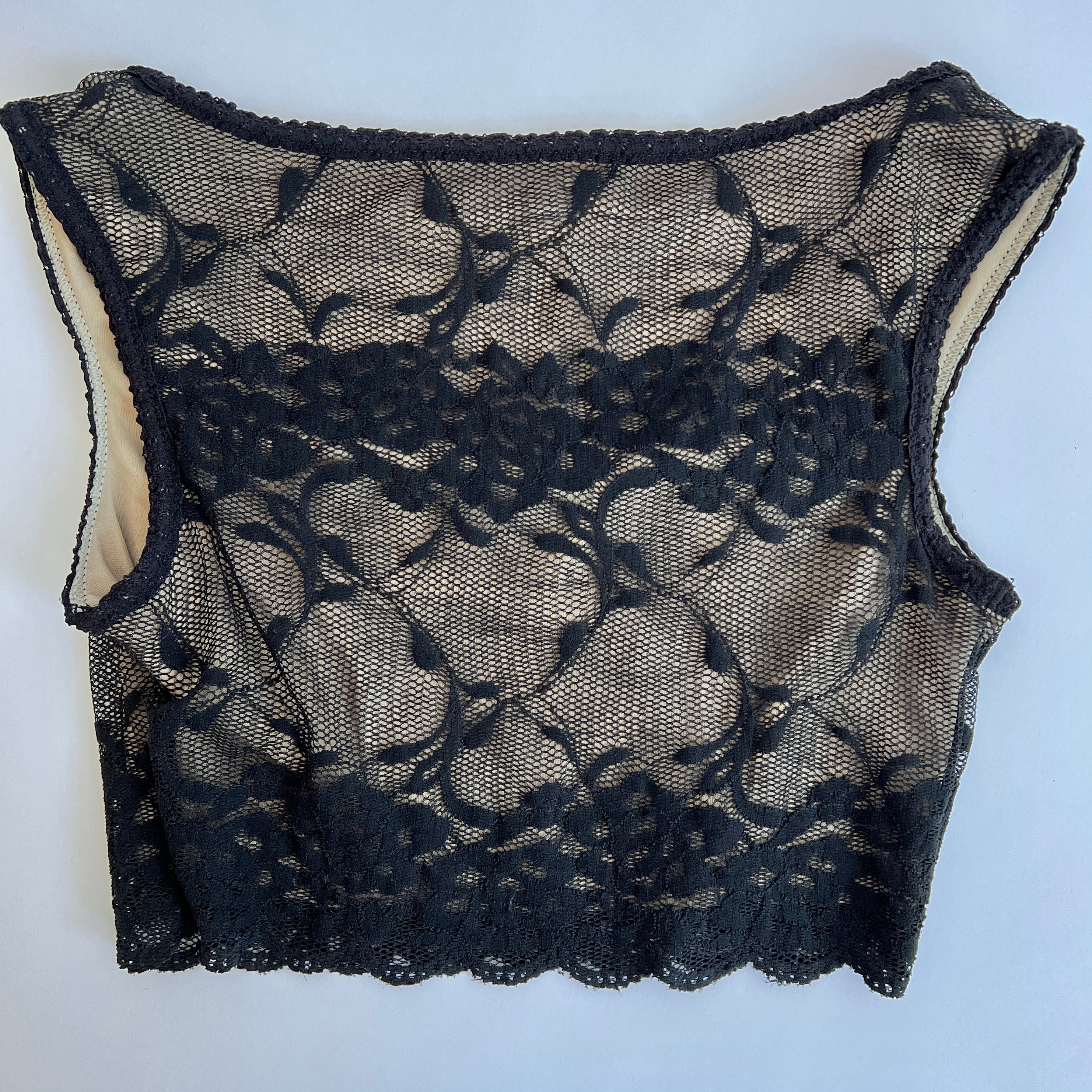 00s Black lace crop top (XS/S)