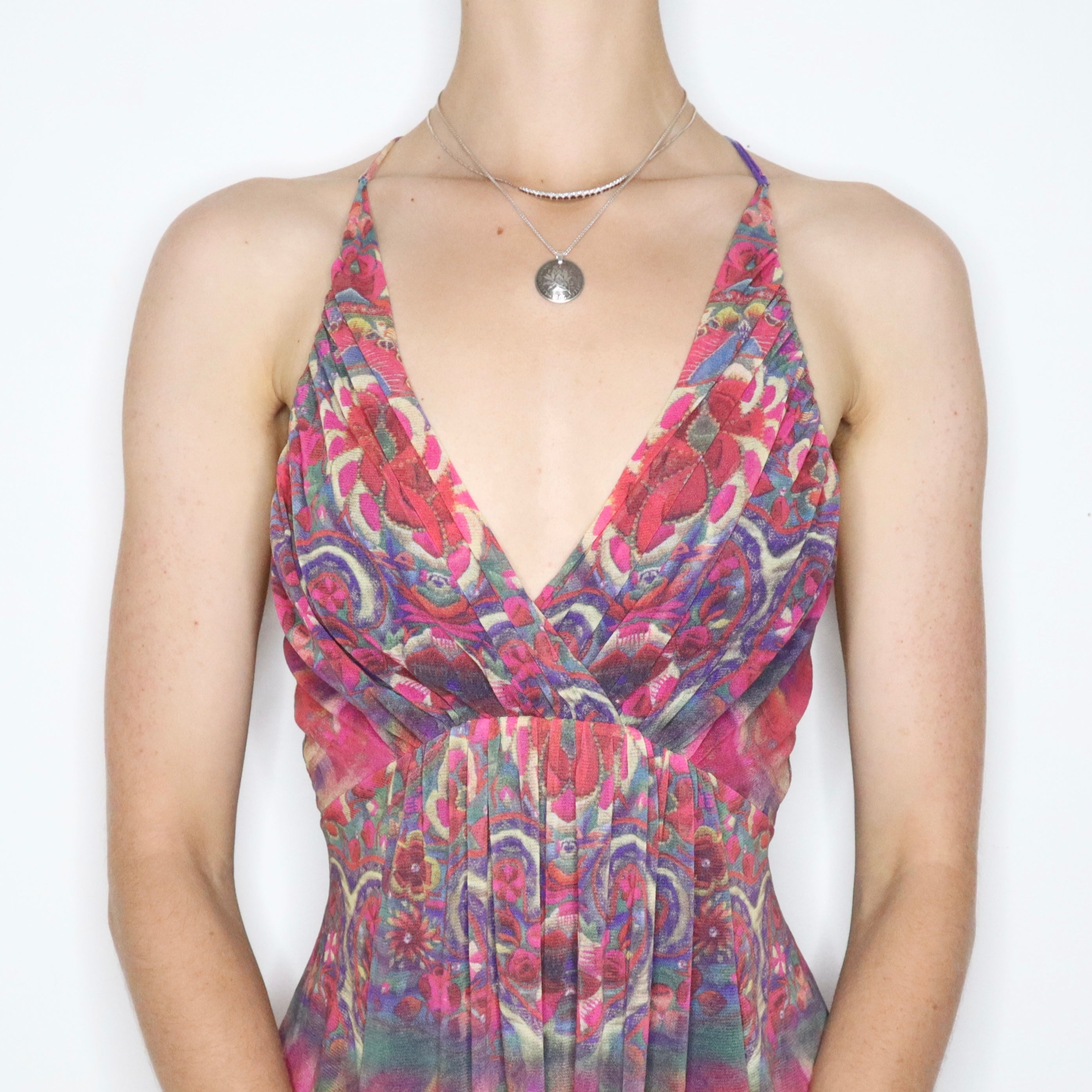 90s VIVIENNE TAM Graphic Mesh Dress (S)