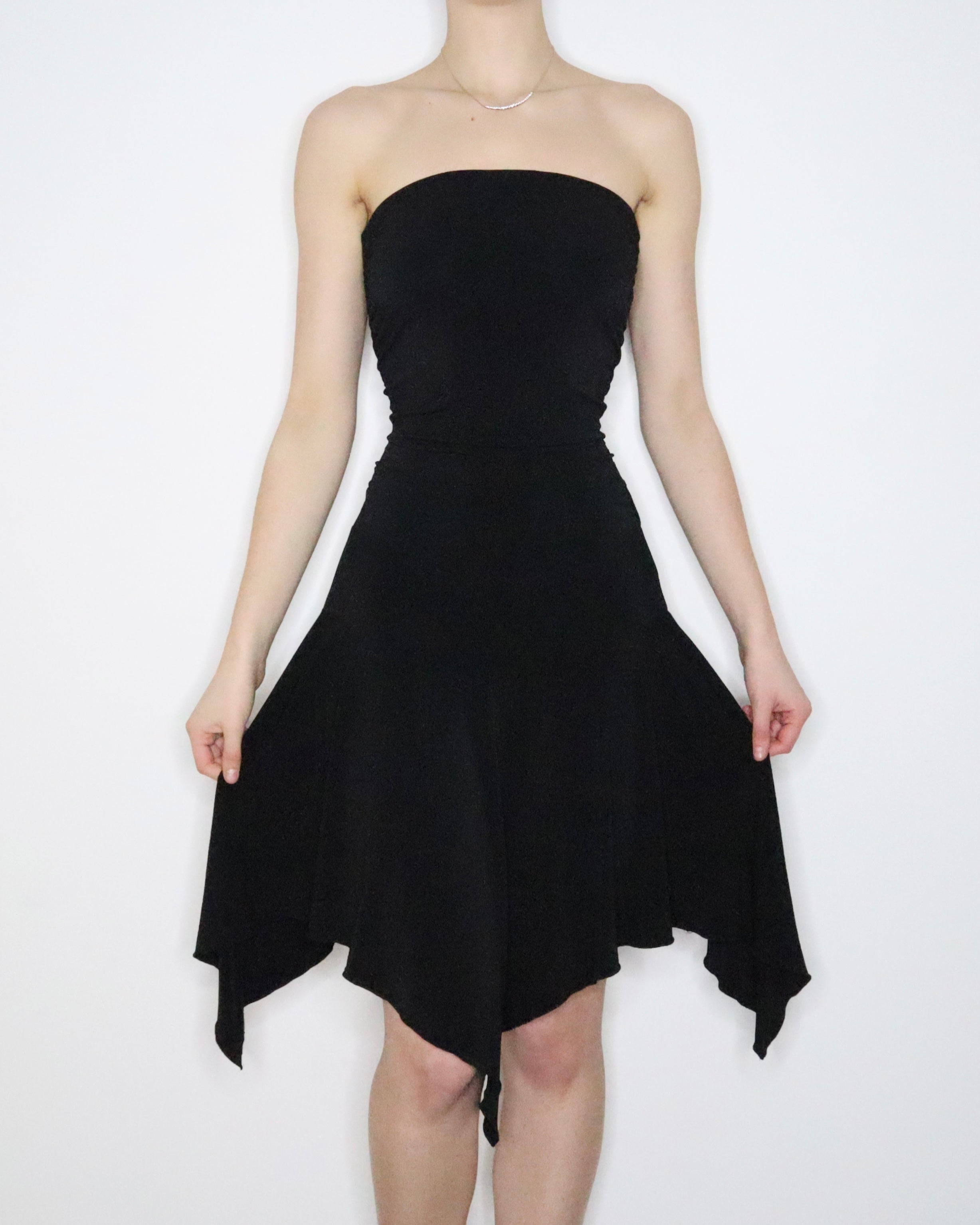 Black Handkerchief Hem Dress (M-L)
