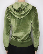 Green Velour Zip Up Hoodie (S-M)