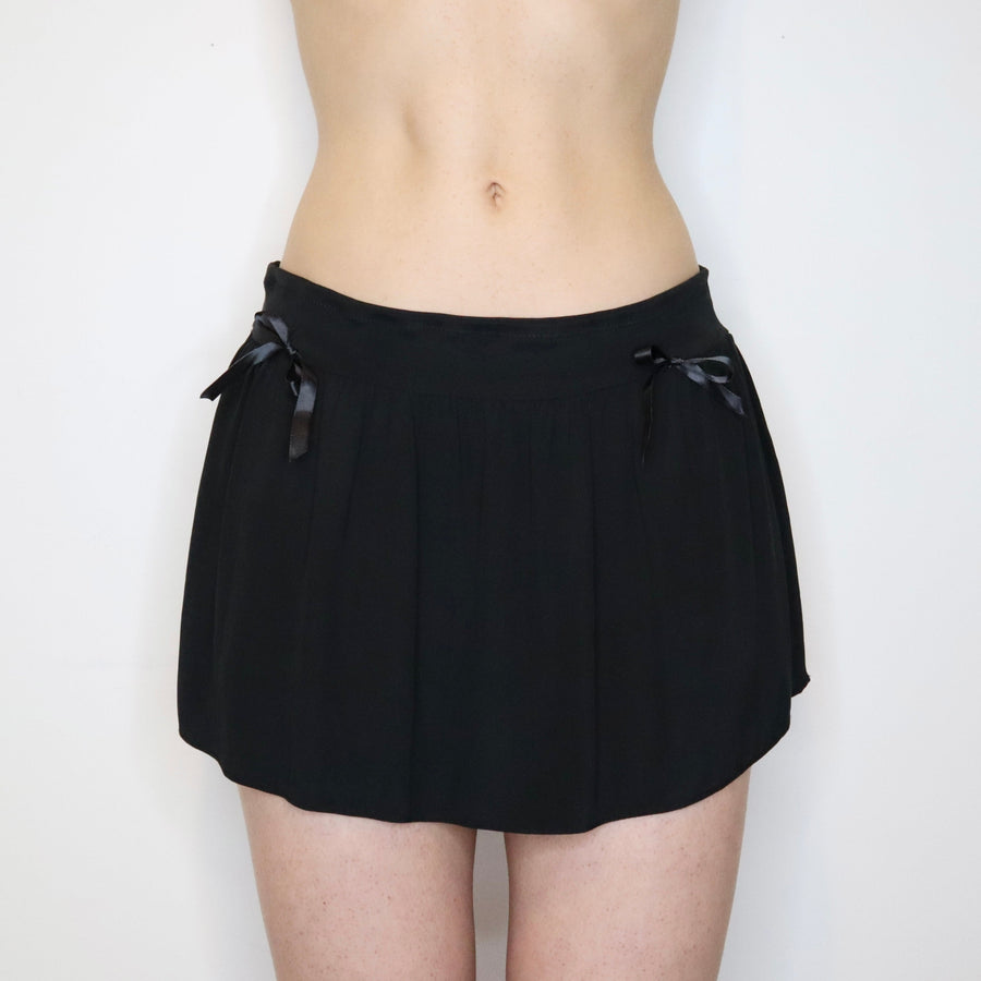 Black Silk Mini Skirt (Medium)