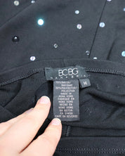 Black Sequin Maxi Skirt (Medium)