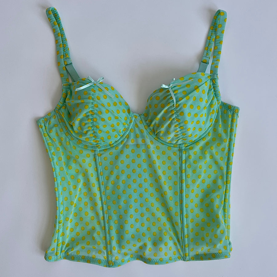 00s cyan polka dot bustier (S/M)