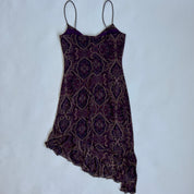 90s plum paisley midi dress