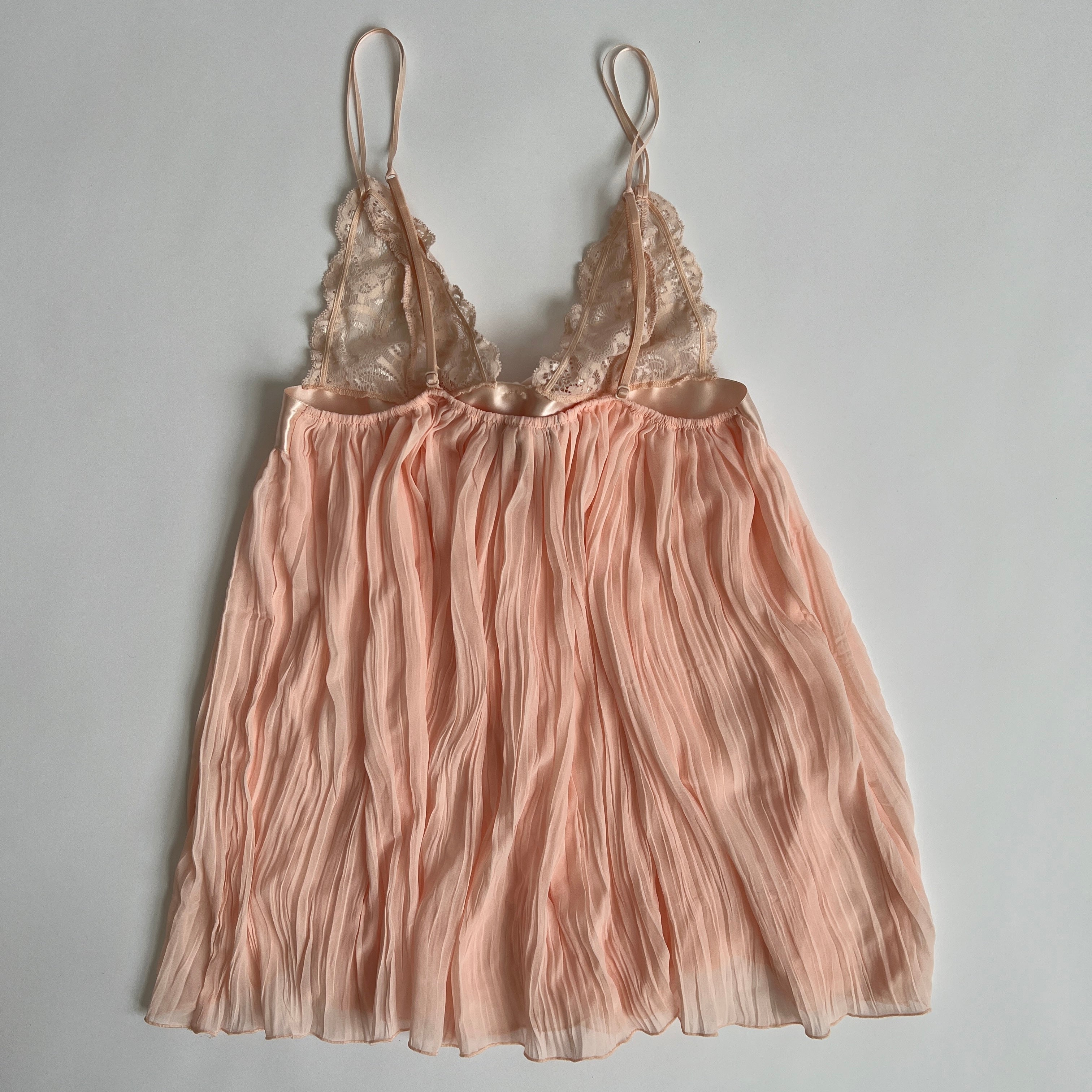 00s Peach lace pleated babydoll (S)