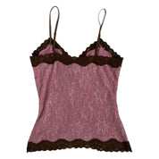 00s pink & brown lace cami