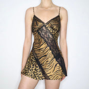 Animal Print Silk Slip Dress (Small)