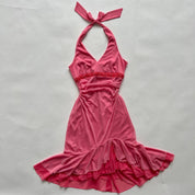00s pink halter midi