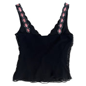 00s silk black beaded tank