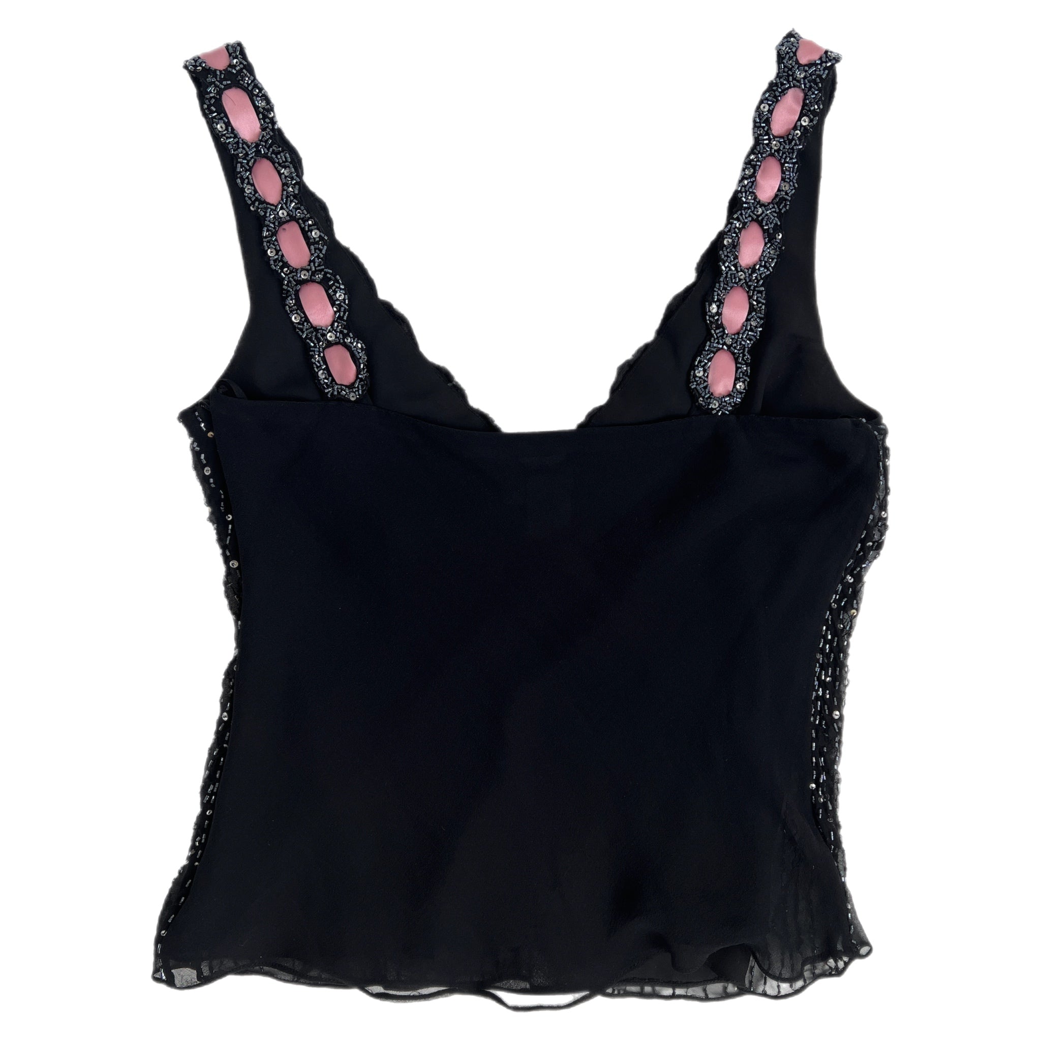 00s silk black beaded tank