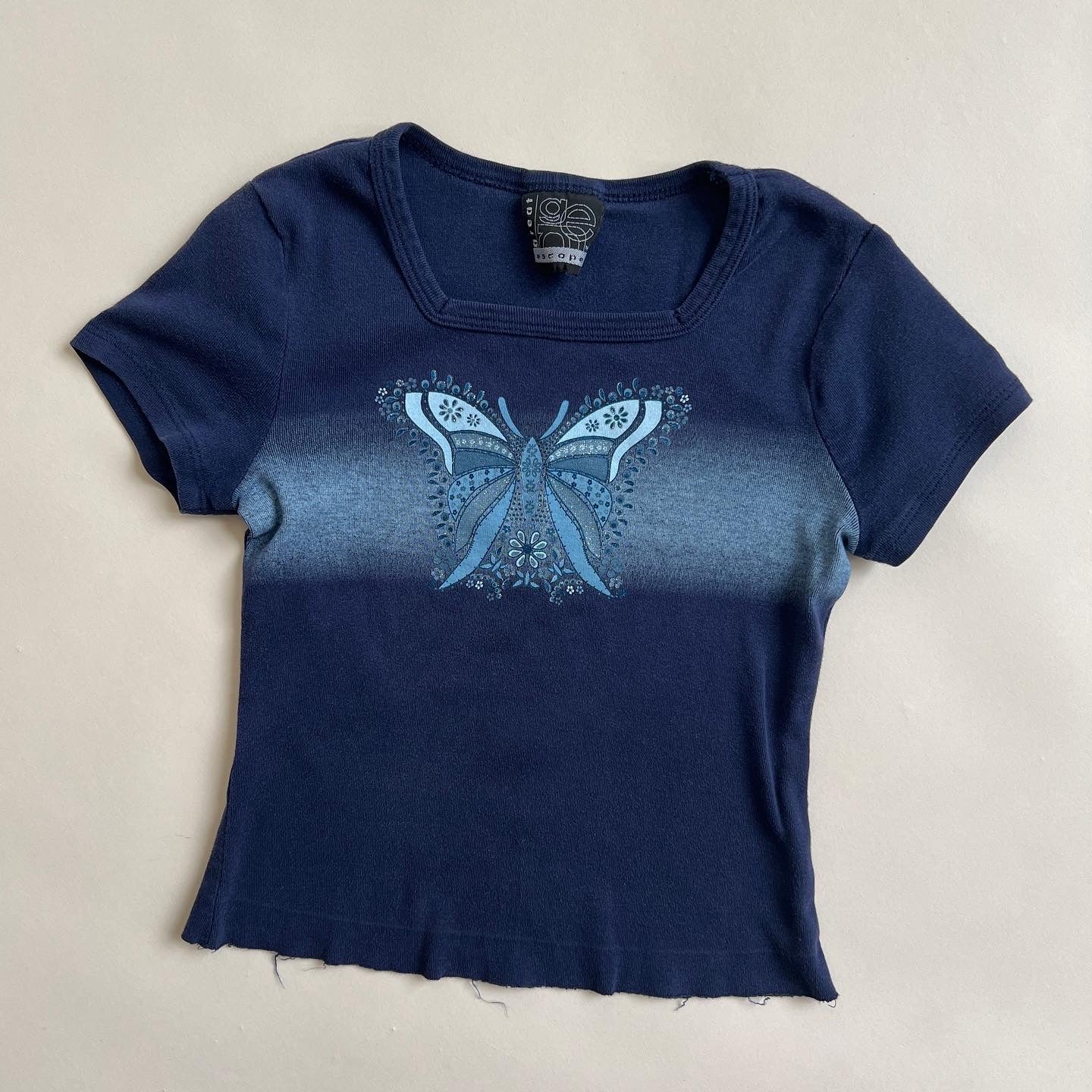Y2k navy butterfly tee