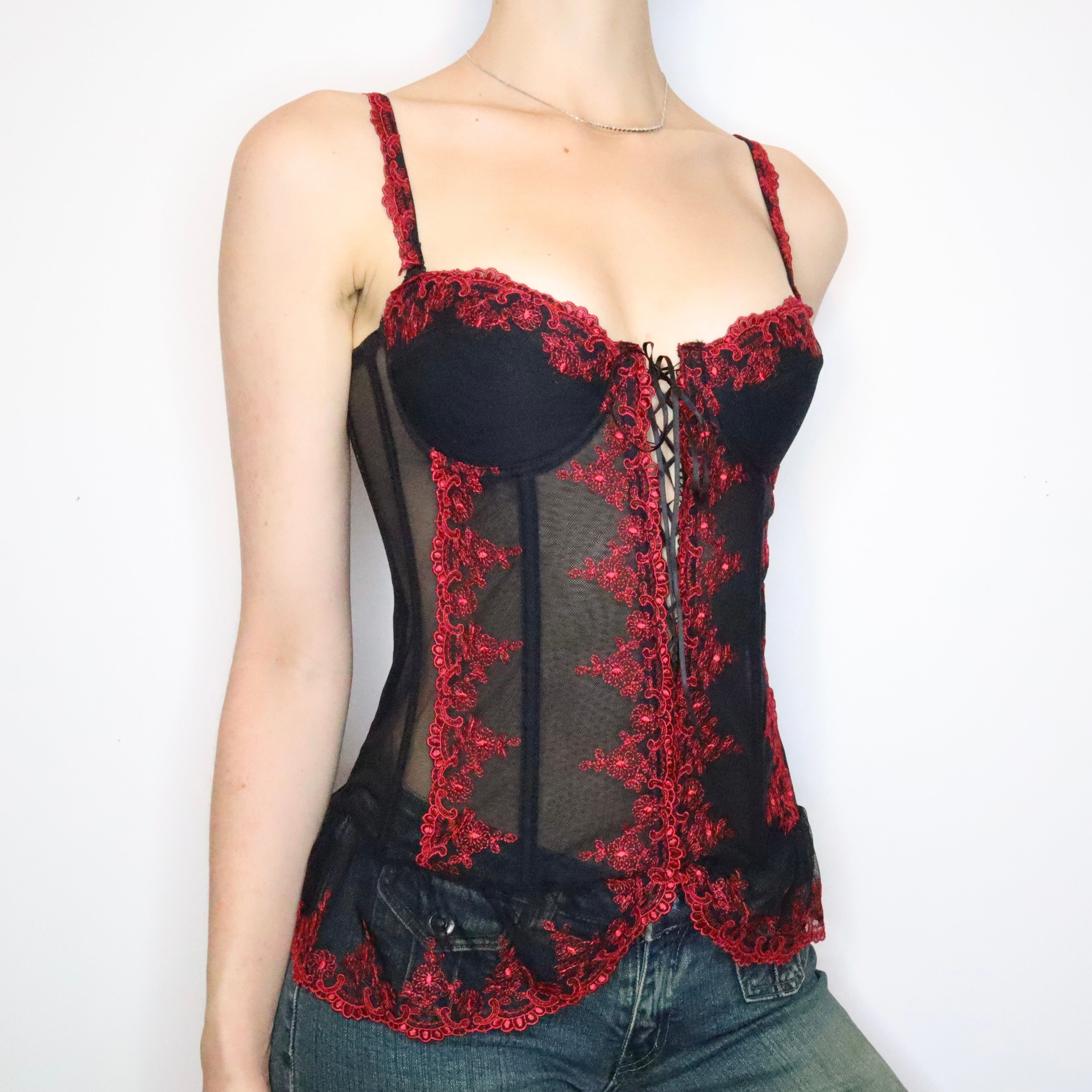 Embroidered Mesh Bustier (Medium)