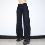 Black Linen Wide Leg Pants (Small)