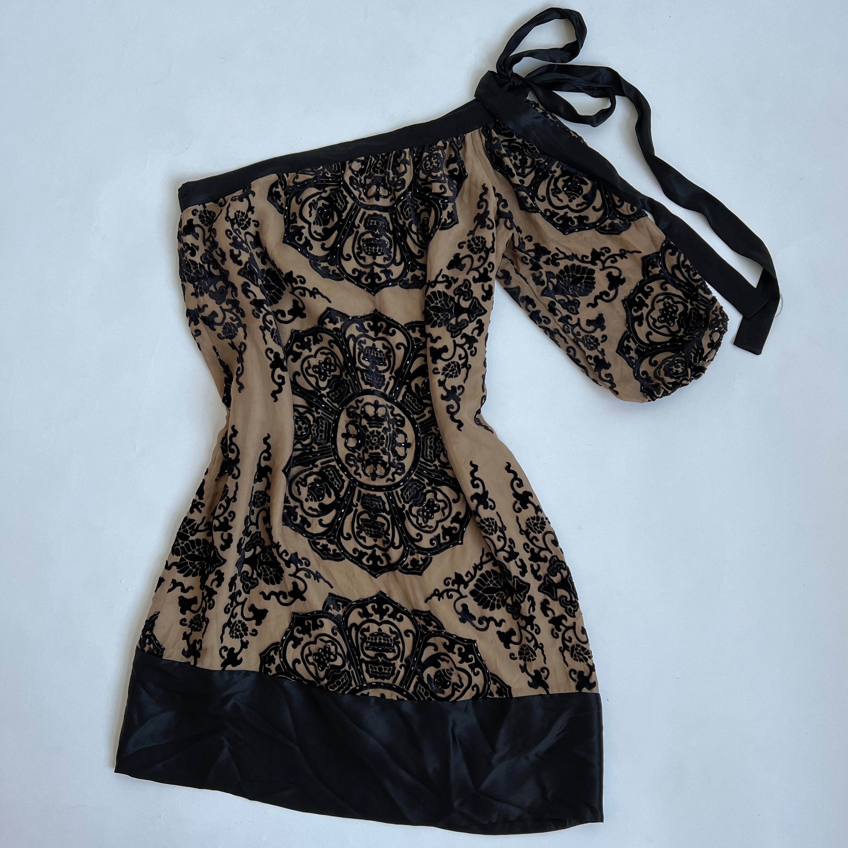 00s velvet one shoulder mini